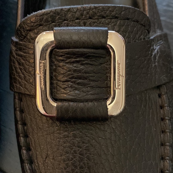 Salvatore Ferragamo Womens Loafers. Black with Silver Tone Logo Detail. 8.5 - Picture 7 of 10